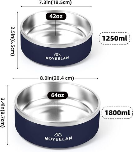وعاء كلب أزرق كبير من الفولاذ المقاوم للصدأ بسعة 64 أونصة مع قاعدة مضادة للانزلاق، متين ومقاوم للصدأ للاستخدام طويل الأمد؛ يتميز بتصميم عميق وواسع للفم لتناول الطعام والشرب بشكل مريح. in Kuwait
