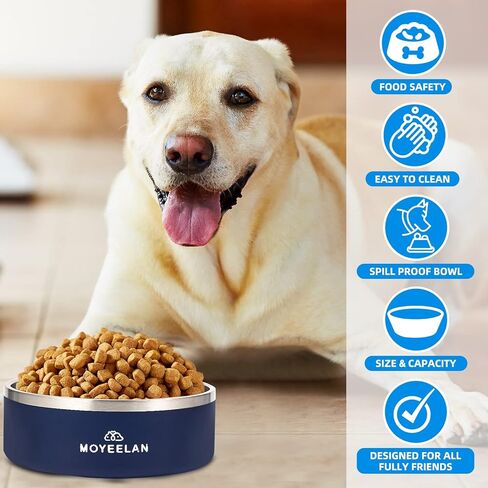 وعاء كلب أزرق كبير من الفولاذ المقاوم للصدأ بسعة 64 أونصة مع قاعدة مضادة للانزلاق، متين ومقاوم للصدأ للاستخدام طويل الأمد؛ يتميز بتصميم عميق وواسع للفم لتناول الطعام والشرب بشكل مريح. in Kuwait