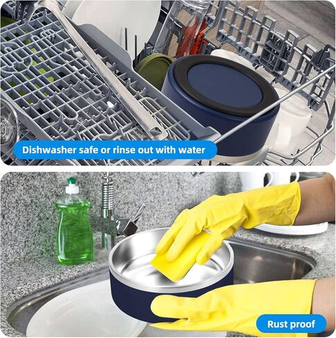 وعاء كلب أزرق كبير من الفولاذ المقاوم للصدأ بسعة 64 أونصة مع قاعدة مضادة للانزلاق، متين ومقاوم للصدأ للاستخدام طويل الأمد؛ يتميز بتصميم عميق وواسع للفم لتناول الطعام والشرب بشكل مريح. in Kuwait