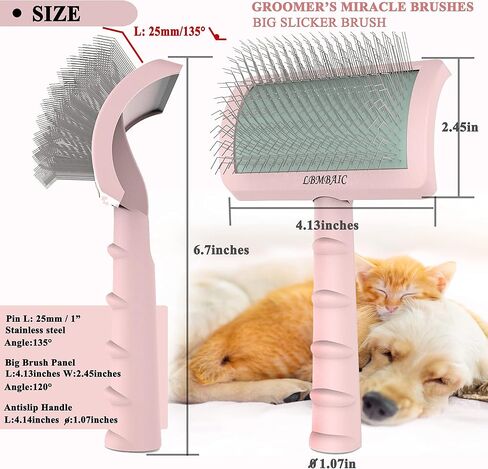 Slicker Brush for Goldendoodles - Gentle Soft Pins for Thick and Long Fur, Poodles Grooming, Fluff Removal, Detangling Shedding Hair, 25mm(1") in Saudi Arabia