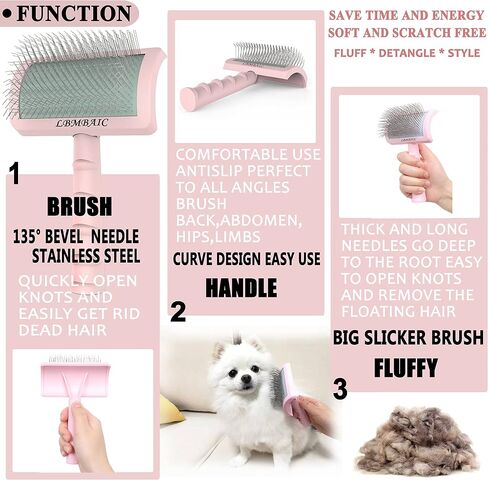 Slicker Brush for Goldendoodles - Gentle Soft Pins for Thick and Long Fur, Poodles Grooming, Fluff Removal, Detangling Shedding Hair, 25mm(1") in Saudi Arabia