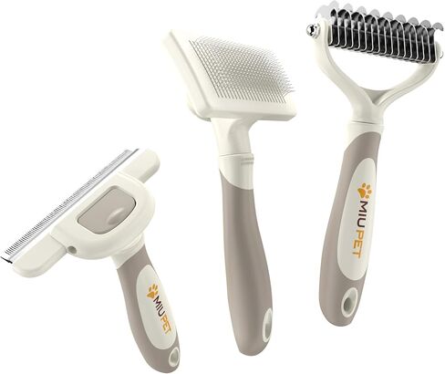 Professional Deshedding Dog Brush Grooming Kits, for Long-Haired Dogs and Cats - Dog Deshedding Brush and Slicker Brush Set 3 in 1 Gift Box for Long Hair Pets like Golden Retriever in Kuwait