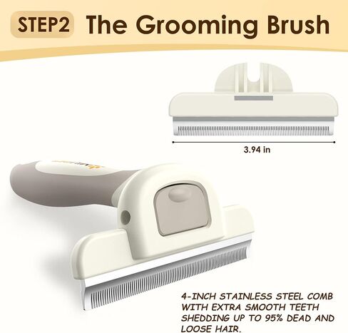 Professional Deshedding Dog Brush Grooming Kits, for Long-Haired Dogs and Cats - Dog Deshedding Brush and Slicker Brush Set 3 in 1 Gift Box for Long Hair Pets like Golden Retriever in Kuwait
