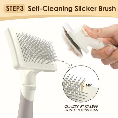 Professional Deshedding Dog Brush Grooming Kits, for Long-Haired Dogs and Cats - Dog Deshedding Brush and Slicker Brush Set 3 in 1 Gift Box for Long Hair Pets like Golden Retriever in Kuwait