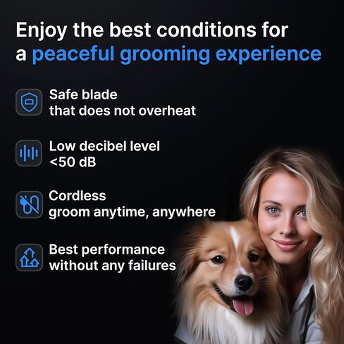 ESPPERO Dog Hair Clippers for Grooming - Dog Clippers with 3 Speed Levels [Low Noise] - Dog Clippers for Thick Coats with 7,000 RPM and Titanium Blade for Pets - Cordless Dog Grooming Kit 2200 mAh in Saudi Arabia