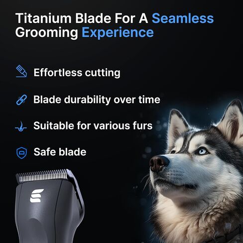 ESPPERO Dog Hair Clippers for Grooming - Dog Clippers with 3 Speed Levels [Low Noise] - Dog Clippers for Thick Coats with 7,000 RPM and Titanium Blade for Pets - Cordless Dog Grooming Kit 2200 mAh in Saudi Arabia