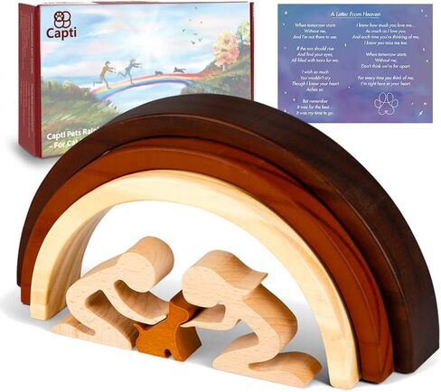 Capti Rainbow Bridge Dog Memorial Gifts, Pet Memorial - I'll Meet You at The Rainbow Bridge - Pet Loss Gifts, Bereavement, Sympathy Keepsake Dog Mom, Dog Dad for Loss of Pet (Dog and Family) in Kuwait