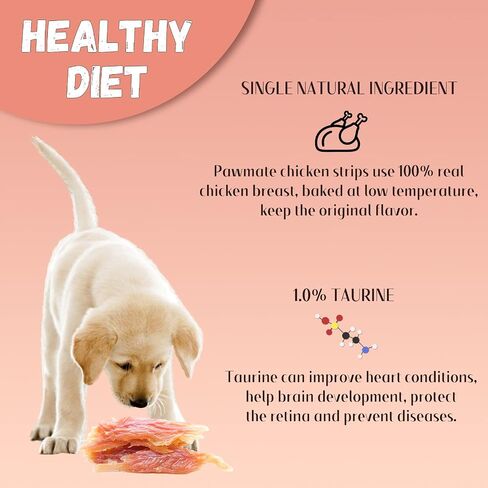 Pawmate Chicken Jerky Dog Treats, Strips Rings Dried Tenders Chicken with Taurine 10.58 Ounce in Kuwait