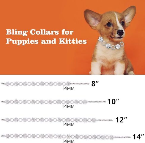 Dog Collars for Small Medium Dogs Dog Chain Collars Iced Out Tennis 5A Cubic Zironia Bling Collar for Puppy Kitty Gold White Collar with Crystal Stones (XSmall /8" (for 7"-8" Dog Neck), Silver2) in Kuwait