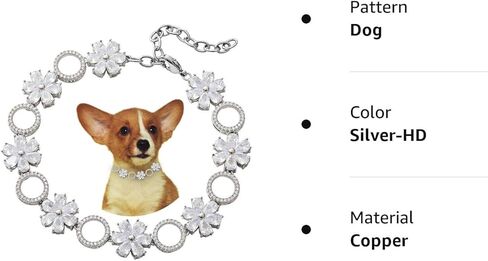 Dog Collars for Small Medium Dogs Dog Chain Collars Iced Out Tennis 5A Cubic Zironia Bling Collar for Puppy Kitty Gold White Collar with Crystal Stones (XSmall /8" (for 7"-8" Dog Neck), Silver2) in Kuwait