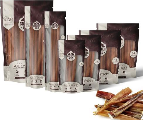 Beef Bully Sticks Dog Treats, 3 6" Sticks - Single Ingredient, All Natural, Long Lasting Dog Chews for Large and Small Dogs - 100% Digestible in Kuwait