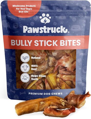 Pawstruck All Natural 1-4 "لدغات عصا الفتوة لأغذية الحيوانات الأليفة الصغيرة، مكون واحد خالي من الحبوب، نكهة اللحم البقري، عديم الرائحة، بديل الجلود الخام القابلة للهضم، مضغ أسنان عالي البروتين ومنخفض الدهون، 1 رطل in Kuwait