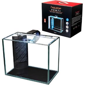 Aquatop Venti Professional Showcase Glass Aquarium Kit, 1-Gallon – for Freshwater Fish Tanks, LED Light, Breza Air Pump & Replaceable Filter Cartridge, All in One Tank, Aquarium Tank