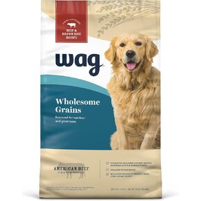 Amazon Brand – Wag Dry Dog Food, Salmon and Brown Rice, 30 lb Bag (Pack of 1)