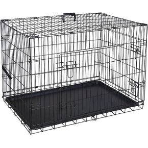 Epetlover 30/36/42 بوصة أقفاص الكلاب ذات الباب المزدوج قابلة للطي قفص سلكي معدني لبيت الحيوانات الأليفة مع صينية للكلاب الصغيرة والمتوسطة والكبيرة الحجم، للاستخدام الداخلي والخارجي أثناء السفر