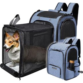 Pet Carrier Backpack 13 x 11x 16.5 for Small Medium Dogs and Cats Under 15LBS, Large Space Foldable Backpack with Safety Lock Zipper and Breathable Mesh for Travel Hiking Camping(Black)