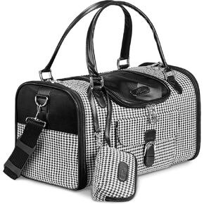 Fashion Dog Purse Carrier for Small Dogs with Shoulder Strap, Hold Up to 5lbs Quality PU Leather Pet Carrier, Cat Carrier, Airline Approved Puppy Purse Carrier for Travel (Black, Small Size)