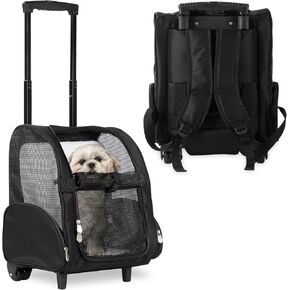 كوبيكس شنطة ظهر فاخرة للسفر للحيوانات الاليفة بعجلات مزدوجة - اسود - معتمدة من معظم شركات الطيران in Kuwait