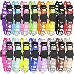 16 Pack Puppy Collars,Puppy Collars for Litter,Paw Print Safety Puppy Collars for Small Puppies,Nylon Breakaway Puppy ID Collars Whelping Collars Litter Collars Glow in The Dark(S)