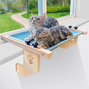 Cat Window Perch Hammock Bed with Wood & Metal Frame for Cats Easy to Assemble-No Drilling Required for Windowsill, Bedside, Drawer and Cabinet Holds Up to 30 lbs in Kuwait