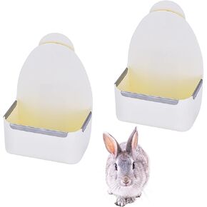 kathson Food and Water Bowl Cage Feeder for Rabbits Dish Feeder Removable Hanging Spill Proof Anti Bite for Rabbit, Guinea Pig, Chinchilla, Hamster, Ferret (Beige) in Saudi Arabia