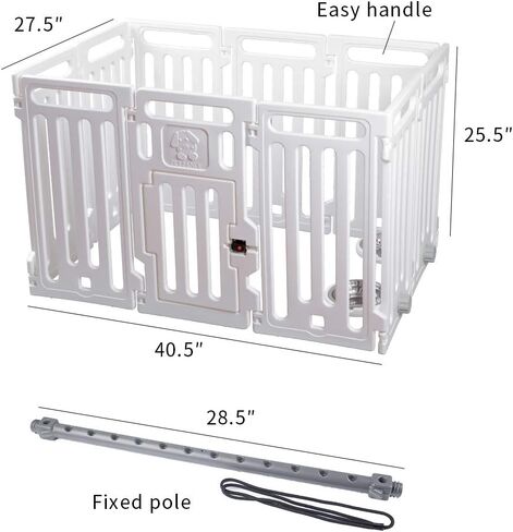 VATO White Transformable Playpen Panels, Three Functions, Pet Fence, Cage, Gate. Waterproof Cover and Mat, Build-in Basins, Waterproof, Dirt-Resistant, 9 Pieces Panels and one Door with Lock,VF-001. in Kuwait
