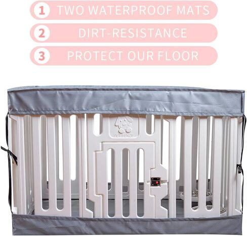 VATO White Transformable Playpen Panels, Three Functions, Pet Fence, Cage, Gate. Waterproof Cover and Mat, Build-in Basins, Waterproof, Dirt-Resistant, 9 Pieces Panels and one Door with Lock,VF-001. in Kuwait