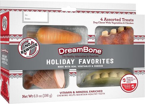 DreamBone Holiday Favorites, 4 Count, Made with Real Chicken, Rawhide-Free Chews for Dogs in Saudi Arabia