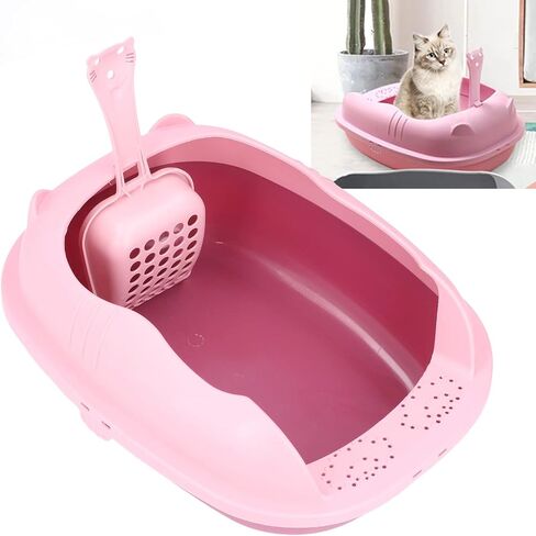 Cat Litter Box,Semi Enclosed Litter Box Cat Toilet Splash Proof Semi Enclosed Cat Litter Box for Cats Dogs Small Pets in Saudi Arabia