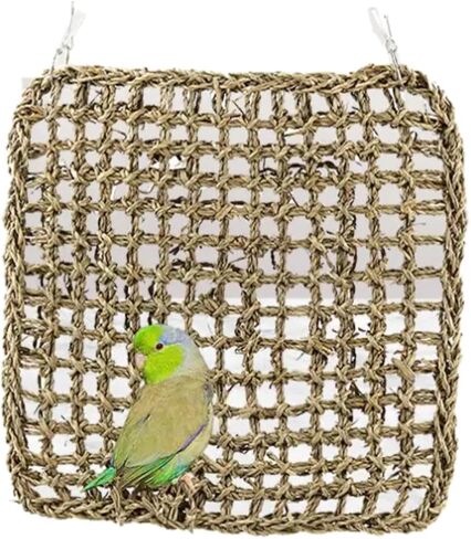 Bird Foraging Wall Toy Parrot Chewing Hanging Hook Toys Woven Climbing Hammock Mat Bird Climbing Net Climbing Cotton Rope Net Hanging Bird Climbing Rope (Small) in Saudi Arabia