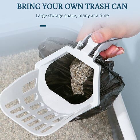 مجرفة فضلات القطط 2 في 1 مع حامل واكياس | مجرفة فضلات القطط مع مجرفة عميقة قابلة للازالة | مغرفة صغيرة محمولة مدمجة لفضلات القطط مع اكياس اعادة التعبئة| متينة وسهلة التنظيف (تتضمن 150 كيس) in Kuwait