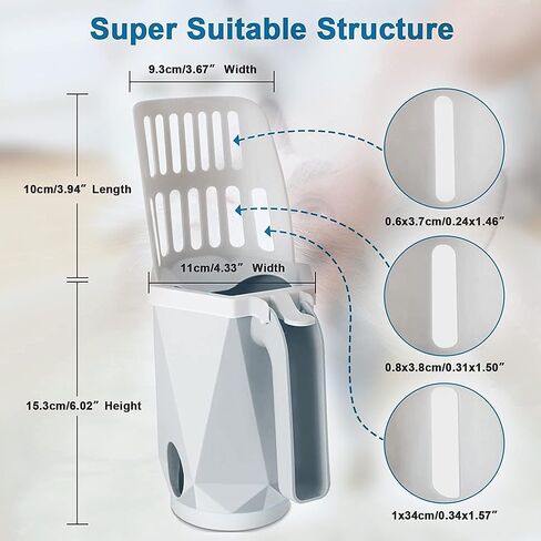 مجرفة فضلات القطط 2 في 1 مع حامل واكياس | مجرفة فضلات القطط مع مجرفة عميقة قابلة للازالة | مغرفة صغيرة محمولة مدمجة لفضلات القطط مع اكياس اعادة التعبئة| متينة وسهلة التنظيف (تتضمن 150 كيس) in Kuwait