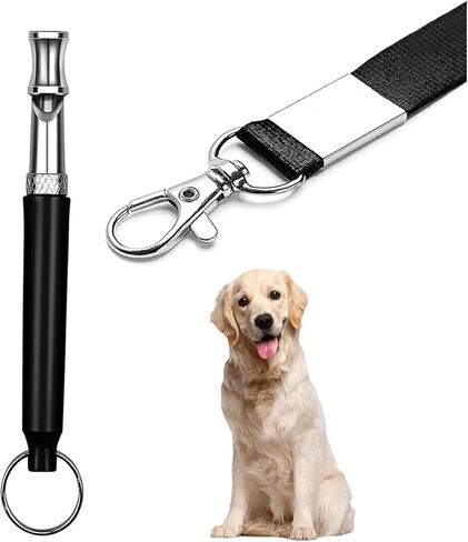 Dog Whistle,Dog Whistle to Stop Barking,Recall Training,Ultrasonic Silent Dog Whistle Training to Stop Barking Control Devices for Neighbors Dog,with Free Lanyard（Black） in Kuwait