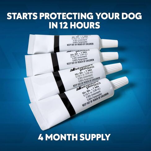 Adventure Plus Triple Flea Protection for Dogs – Spot on Flea & Tick Prevention for Dogs – For Extra Large Dogs 55+lbs – 4 Doses in Saudi Arabia