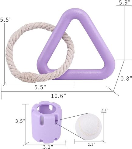 مجموعة ألعاب كرة الكلب وحبل شد الحبل من KuddelMuddel، كرة تنس دعابة للمضغ لا تصدر أصواتًا داخل قفص مطاطي ولعبة حبل قطني مثلث للحيوانات الأليفة الصغيرة والمتوسطة والكبيرة (عبوة من قطعتين) in Kuwait