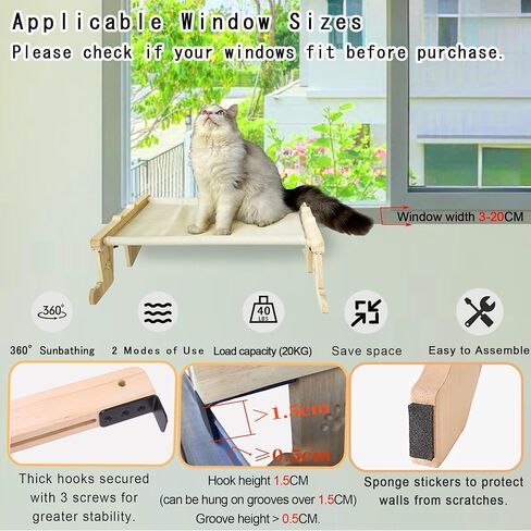 URESMAT Cat Window Perch, Removable 2-in-1 Cat Window Hammock, Sturdy Adjustable Durable Steady, Suitable for Most Types of Windows - Enjoy Quality Time with Your Cat in Saudi Arabia