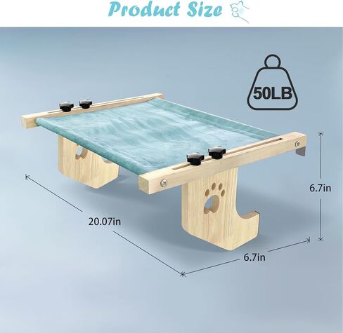 Cat Window Perch Hammock Bed with Wood & Metal Frame for Cats Easy to Assemble-No Drilling Required for Windowsill, Bedside, Drawer and Cabinet Holds Up to 30 lbs in Kuwait