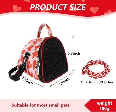 شنطة محمولة لحمل الهامستر والخنزير الغيني، شنطة سفر بنمط قلب للحيوانات الصغيرة في الهواء الطلق مع حزام للقنافذ والهامستر والشنشيلة والسناجب الشراعية، هدية لمحبي الحيوانات in Kuwait
