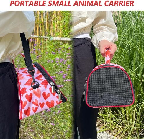 شنطة محمولة لحمل الهامستر والخنزير الغيني، شنطة سفر بنمط قلب للحيوانات الصغيرة في الهواء الطلق مع حزام للقنافذ والهامستر والشنشيلة والسناجب الشراعية، هدية لمحبي الحيوانات in Kuwait