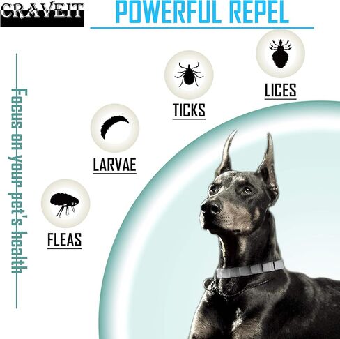 Flea and Tick Collar for Large Dog, Repels Fleas & Ticks, Natural Essential Oils, 8-Month Protection, Adjustable & Waterproof, for Dogs Over 18 lbs, 2 Packs in Kuwait