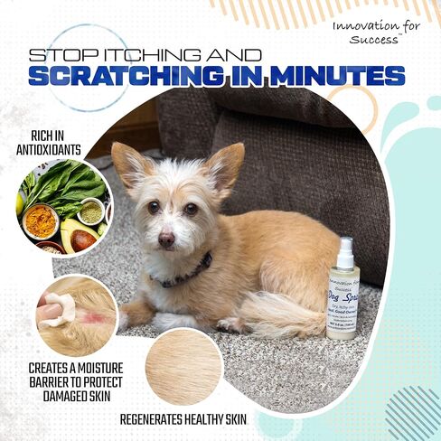 Innovation for Success Dog Spritz Dog Itch Relief Spray, Simple and Vegan Itchy Skin Relief for Dog, Squalene Oil Layer, Dog Anti Itch Spray with Antioxidants, New Improved Aroma in Saudi Arabia