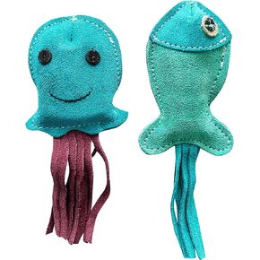 ألعاب القطط من Angel Pet Supplies Sea Creature Cat، ألعاب القطط المملوءة بالنعناع البري للقطط الداخلية، ألعاب القطط القطنية المصبوغة بشكل طبيعي، لعبة مضغ تفاعلية للقطط، لعبة قطط متينة، 6 × 5 × 2 بوصة، حزمة من 2 in Kuwait