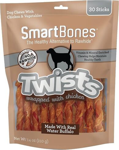 SmartBones Twists Wrapped with Chicken Made with Real Water Buffalo, 30 Count, Rawhide-Free Chews for Dogs in Saudi Arabia