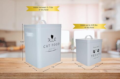 Meraki Home Farmhouse Cat Food and Treats Containers + Feed Scoop + Pet Food Bowl - Tight Lids - Large Metal Storage Bin - Great Gift for Cute Pets (Glossy Red) in Saudi Arabia