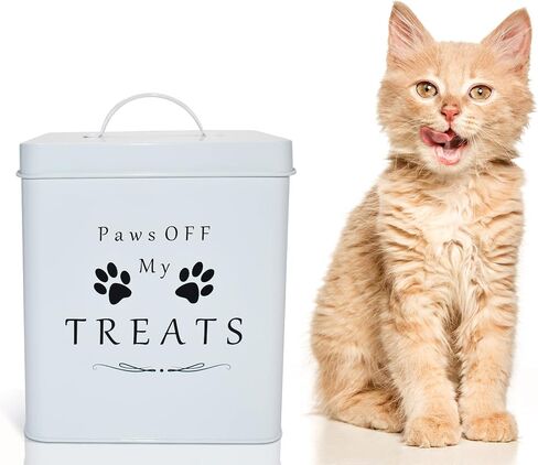Meraki Home Farmhouse Cat Food and Treats Containers + Feed Scoop + Pet Food Bowl - Tight Lids - Large Metal Storage Bin - Great Gift for Cute Pets (Glossy Red) in Saudi Arabia