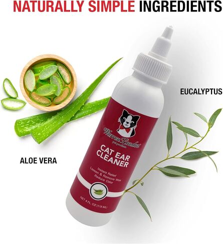 Warren London Cat Ear Cleaner | Ear Cleaning Solution for Cats and Kittens with Aloe Vera | Kitten Ear Cleaner & Ear Wash for Cats | Made in USA in Saudi Arabia