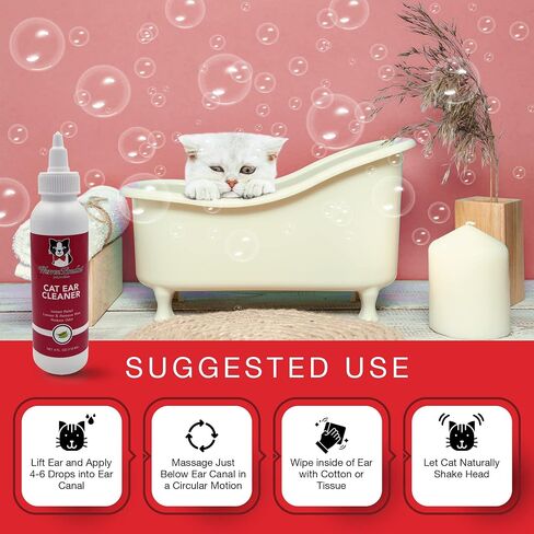 Warren London Cat Ear Cleaner | Ear Cleaning Solution for Cats and Kittens with Aloe Vera | Kitten Ear Cleaner & Ear Wash for Cats | Made in USA in Saudi Arabia