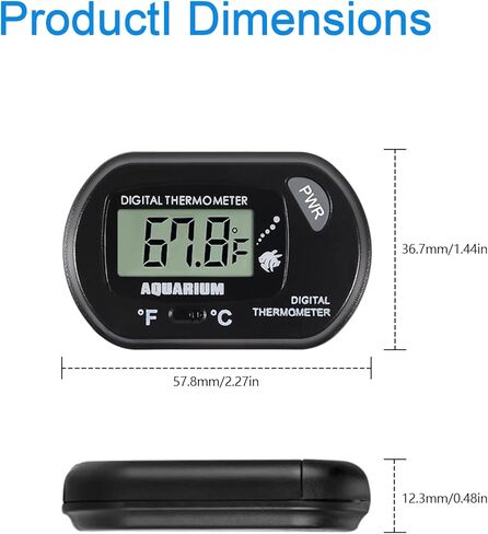 AEDIKO 8 قطع حوض السمك ميزان حرارة LCD رقمي لخزان الأسماك مع مسبار مستشعر مقاوم للماء وكأس شفط لحاضنات السلاحف تررم ميزان حرارة الماء in Saudi Arabia