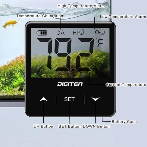 digiten حوض السمك ميزان الحرارة الرقمي خزان الأسماك ميزان الحرارة مع شاشة الكريستال السائل الكبيرة عصا على المياه تررم درجة الحرارة الاستشعار مقياس للزواحف السلاحف البرمائيات in Kuwait