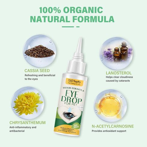 AMOCHY Dog Eye Drops, Eye Drops for Dogs & Cats, Gentle Dog Eye Infection Treatment Prevent Pink Eye and Dry Eyes, Dog Eye Wash Relief Allergies Symptoms and Help Tear Stain Remover in Kuwait